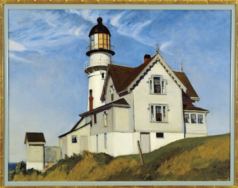 This image courtesy of Bowdoin College Museum of Art shows Edward Hopper's "Captain Upton's House," 1927, oil on canvas, private collection. An exhibit of Edward Hopper's paintings of Maine is breaking attendance records at the Bowdoin College Museum of Art, but it's just one of three topnotch shows at museums around the state this summer and fall.  